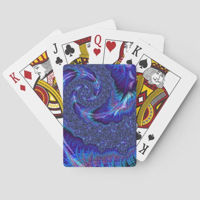 Fetstilt Vibrant Psychedelic Spiraling Fractal Art Casinokort (Baksidan)