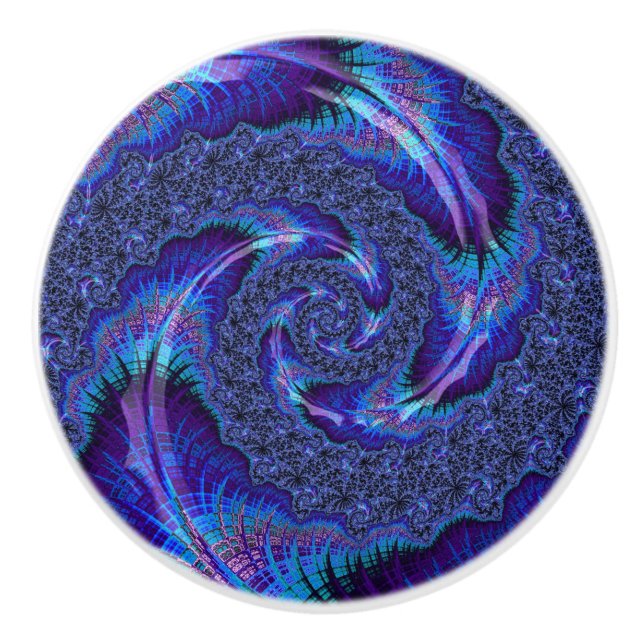 Fetstilt Vibrant Psychedelic Spiraling Fractal Art Knopp (Framsidan)