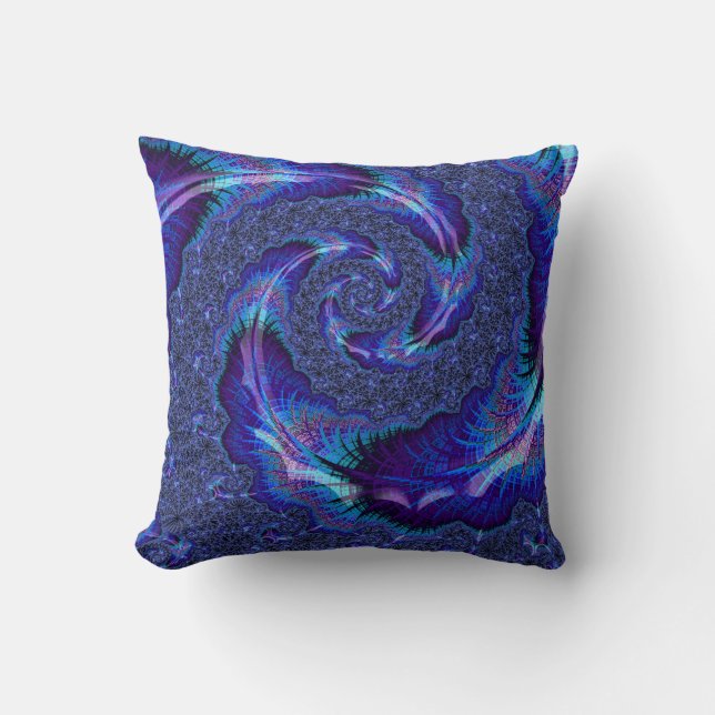 Fetstilt Vibrant Psychedelic Spiraling Fractal Art Kudde (Framsida)
