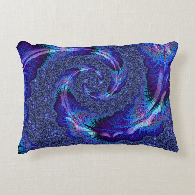 Fetstilt Vibrant Psychedelic Spiraling Fractal Art Prydnadskudde (Framsidan)