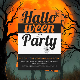 Fetstipografi, fladdermöss och spindlar Halloween Inbjudningar