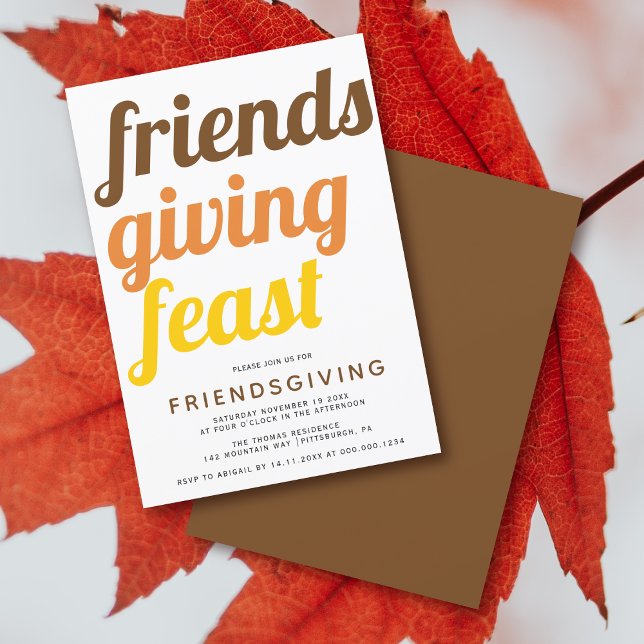 Fetstipografi Friendsgiving fall färg Inbjudningar (Skapare uppladdad)