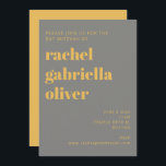 Fetstipografi, Gult och Grått Bat mitzvah Inbjudningar<br><div class="desc">Gult för fetstil och Grått Modern Bat mitzvah inbjudan</div>