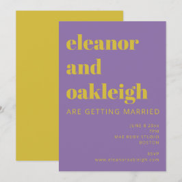 Fetstipografi - ljus Lila Modern Bröllop Inbjudningar