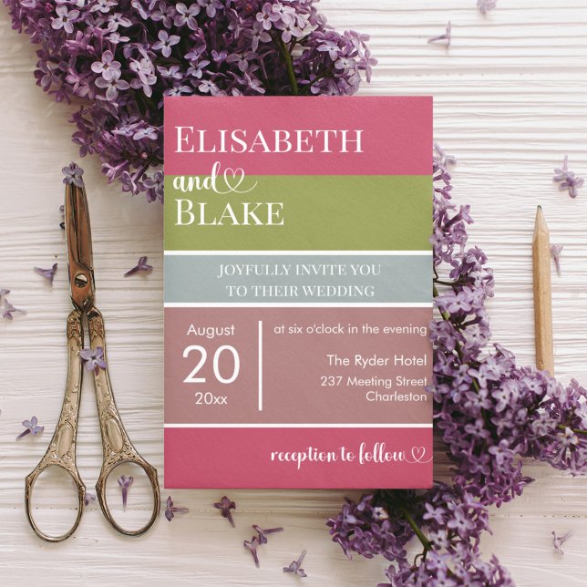 Fetstipografi - Magenta och Grönt - modern Bröllop Inbjudningar (Skapare uppladdad)