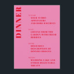 Fetstipografi med ljus Rosa och röd modern Bröllop Meny<br><div class="desc">Fetstipografi Bright Rosa och Red Modern Bröllop Menu</div>