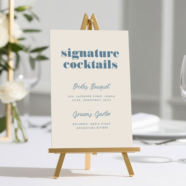 Fetstipografi Namnteckning Cocktail Bröllop-tecken (Bold Typography Signature Cocktail Bar Wedding Sign)