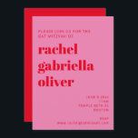 Fetstipografi - Rosa och röd modern Bat mitzvah Inbjudningar<br><div class="desc">Fet typografi - ljus Rosa och röd modern Bat mitzvah inbjudan</div>