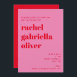 Fetstipografi - Rosa och röd modern Bat mitzvah Inbjudningar<br><div class="desc">Fet typografi - ljus Rosa och röd modern Bat mitzvah inbjudan</div>