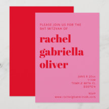 Fetstipografi - Rosa och röd modern Bat mitzvah