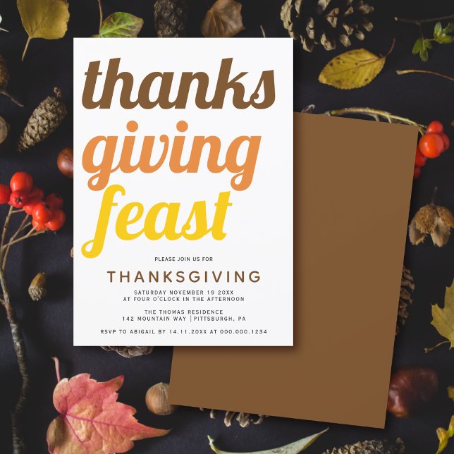 Fetstipografi Thanksgiving fall färg Inbjudningar (Skapare uppladdad)