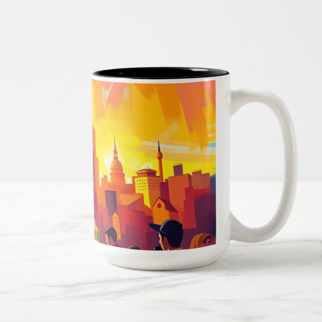 Fetstiskt intryck - Cityscape Två-Tonad Mugg (Höger)