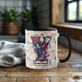 Fetstiskt monogram Mugg - Y för Yannick