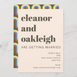 Fetstiskt Retro 60-tal, 70-tal, estetiskt Oliv grö Inbjudningar