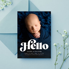 Fetstiskt retro-hej, söt blåfoto meddelande
