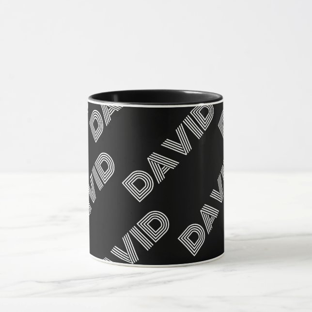 Fetstiskt Retromodernt Namn eller Ord Mönster Mugg (Center)