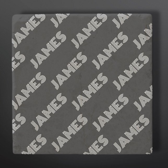 Fetstiskt Retromodernt Namn eller Ord Mönster Stenunderlägg (Skapare uppladdad)