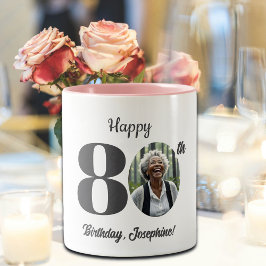 Fett 80-års födelsedagsfoto Två-Tonad mugg