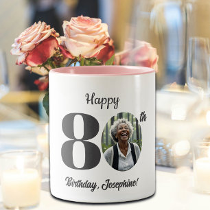 Fett 80-års födelsedagsfoto Två-Tonad mugg