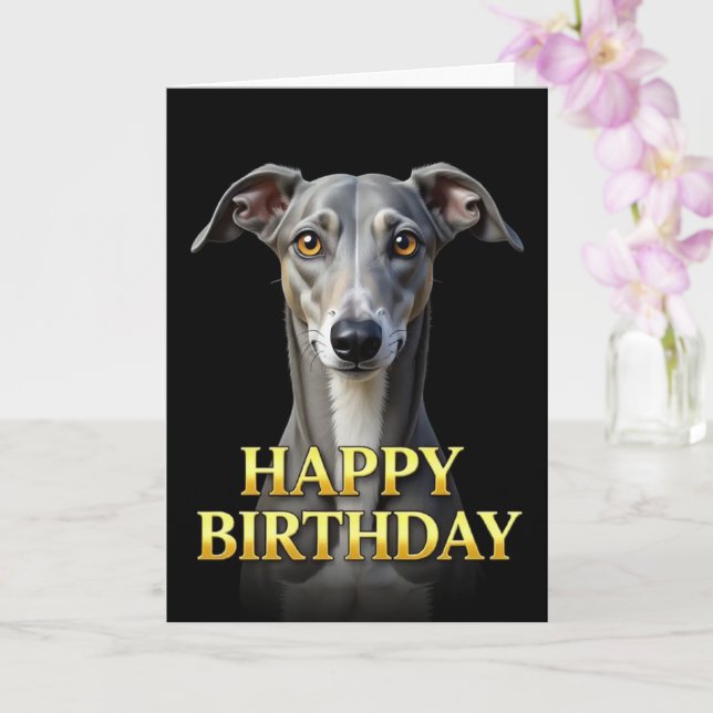 FETT DISTINCT TILL CKLIPPBILD GRÅHUND FÖDELSEDAGKO KORT (Orkide)