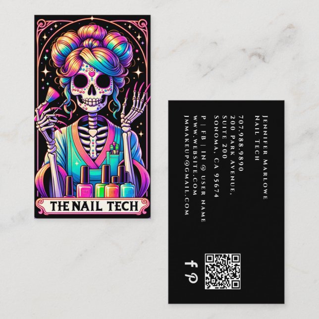 Fett nagelteknik Tarot-kort Affärskort Visitkort (Fram/baksida)