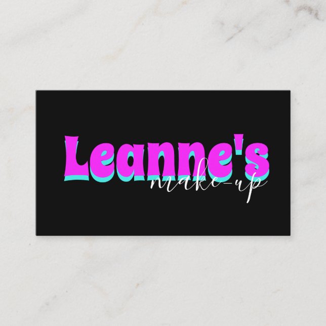 Fett neon Makeup Salong Nails Trendig  Namnskort Visitkort (Framsida)