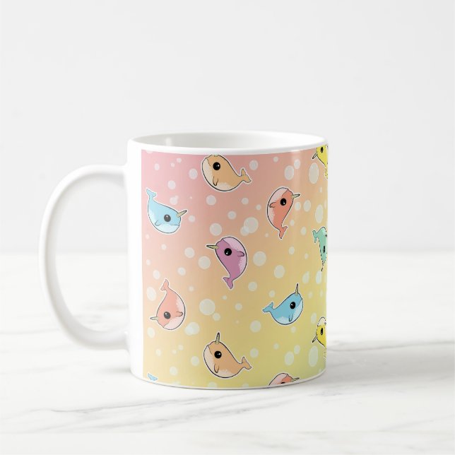 Fett regnbågeNarwhal mönster Kaffemugg (Vänster)