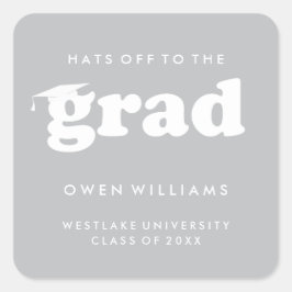 FETT RETRO HATTA TILL GRAD GRADUERINGSDEKAL FYRKANTIGT KLISTERMÄRKE