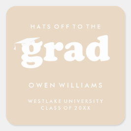 FETT RETRO HATTAR AV TILL GRADUERADE EXAMENSDEKAL FYRKANTIGT KLISTERMÄRKE