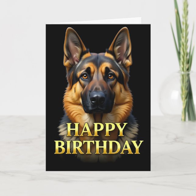 FETT TYDIGT NÄRBILD ALSATIAN-HUND FÖDELSEDAGKORT KORT (Framsida)
