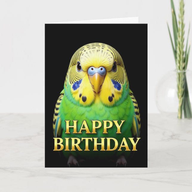 FETT TYDIGT NÄRBILD BUDGIE FÖDELSEDAGKORT KORT (Framsida)