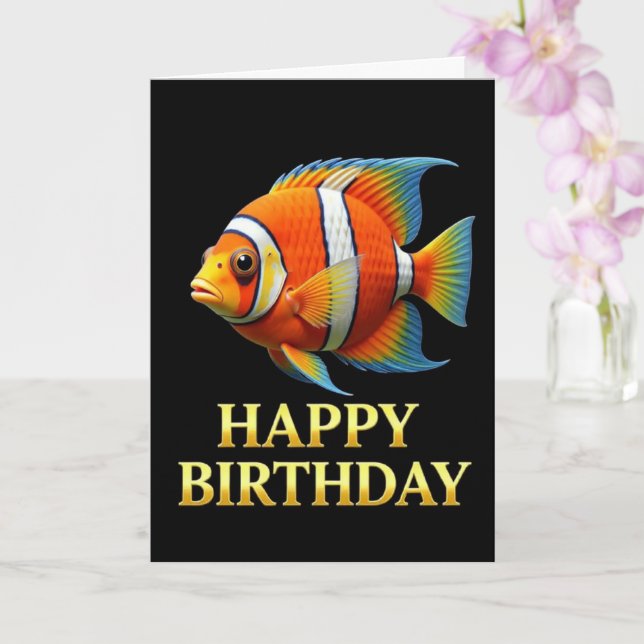 FETT TYDIGT NÄRBILD CLOWNFISK FÖDELSEDAGKORT KORT (Orkide)