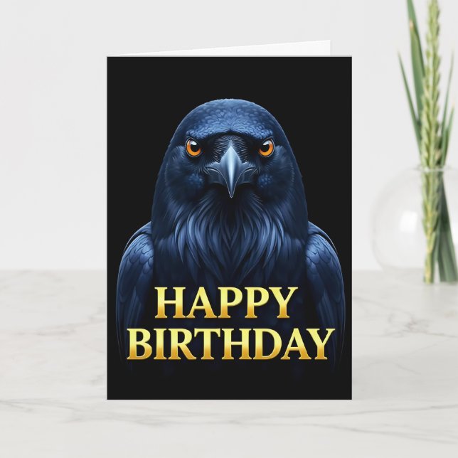 FETT TYDIGT NÄRBILD KORT FÖR RAVENS FÖDELSEDAG (Framsida)