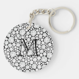 Fetterad diamant Gems vit grått svart monogram