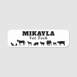 Fettext för stora och små djurveterinärer namnbricka