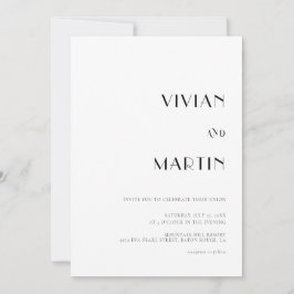 Fettext svart och vit Bröllop-allt-i-ett-QR Inbjudningar