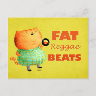 Fettfattig Tjock Reggae Katt Vykort