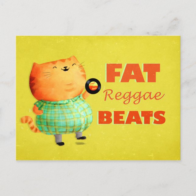 Fettfattig Tjock Reggae Katt Vykort (Framsida)