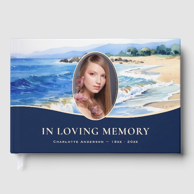 Fettfoto för vattenfärgsblock - Funeral Memorial Gästböcker (Framsida)