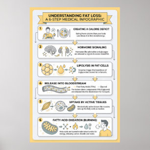 Fettnedbrytning: En 6-stegs medicinsk infografik Poster