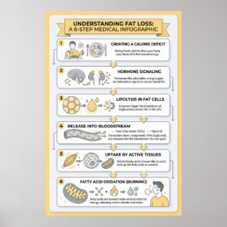 Fettnedbrytning: En 6-stegs medicinsk infografik Poster