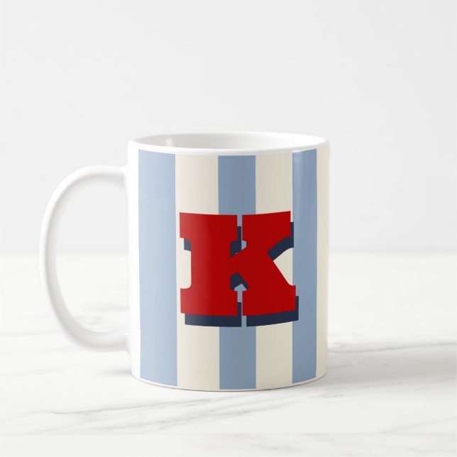 Fettsk initial, personlig randig kaffe kaffemugg (Vänster)