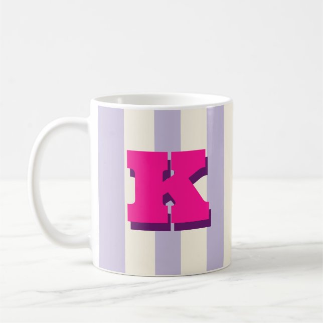 Fettsk initial, personlig randig kaffe kaffemugg (Vänster)