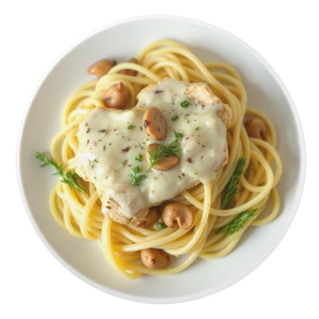 Fettuccini Alfredo Funny Food  Knopp (Framsidan)