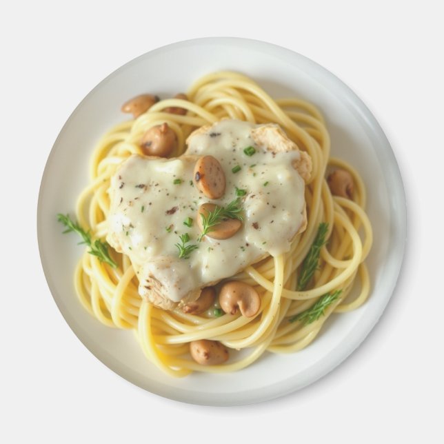 Fettuccini Alfredo Funny Food Magnet (Framsidan)