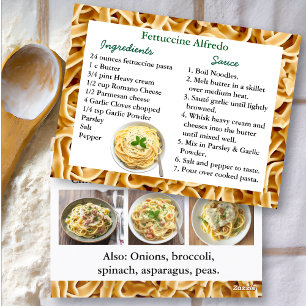 Fettuccini Alfredo Recept Card Vykort