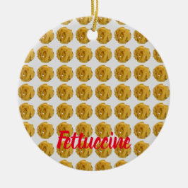 Fettucin Pasta Noodle Mönster för Food Älskare Julgransprydnad Keramik