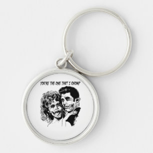 FettZombie Keychain--Nerdtastic designer Rund Silverfärgad Nyckelring