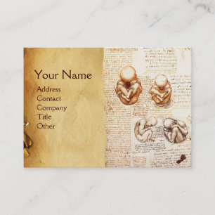Fetus in the Womb,Ob-Gyn Doktor Parchment Monogram Visitkort