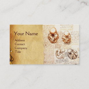 Fetus in the Womb,Ob-Gyn Doktor Parchment Monogram Visitkort